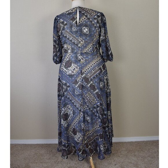 Calvin Klein Faux Wrap Chiffon Printed High Low Dress 16 NEW - Picture 5 of 9